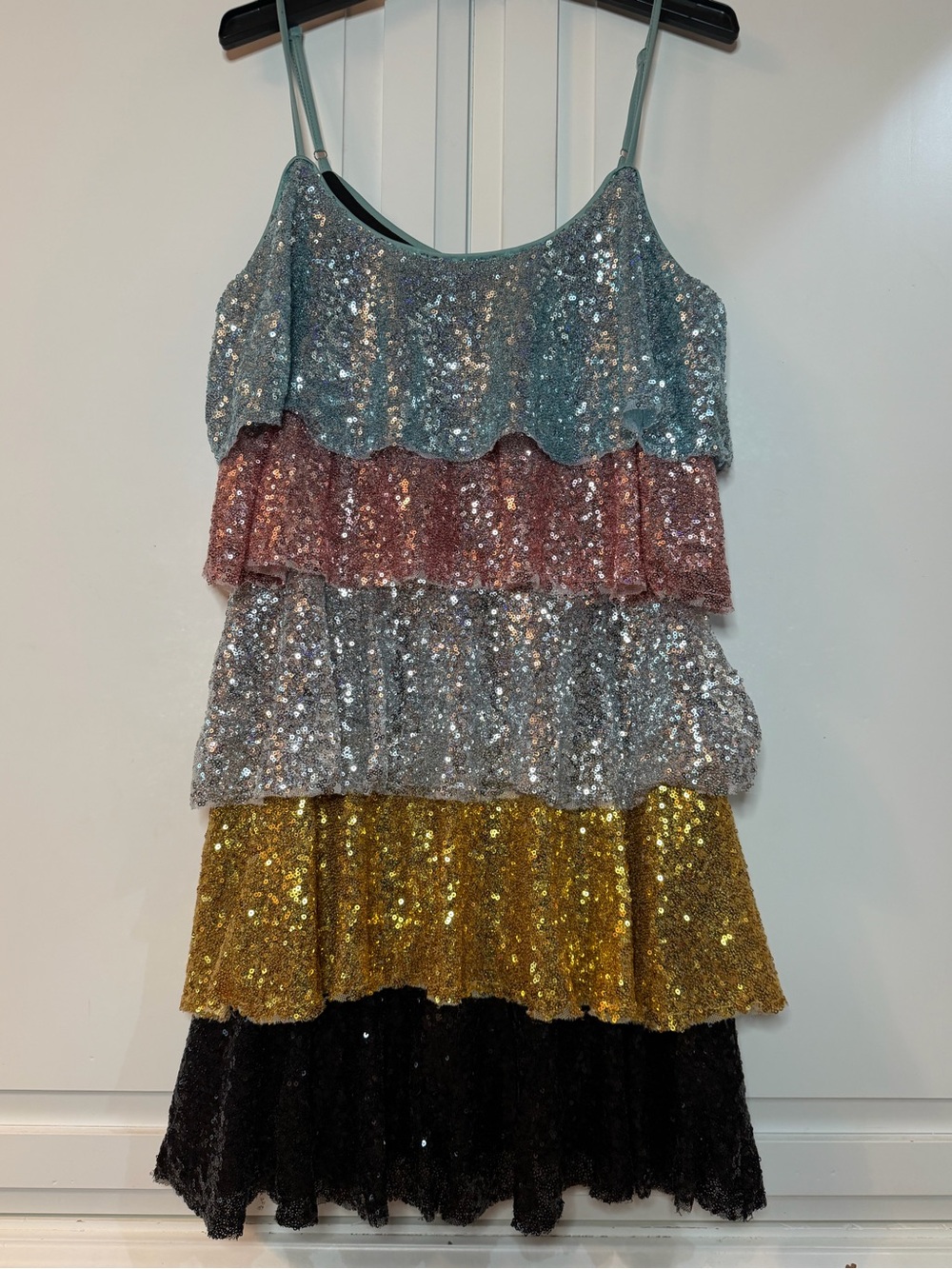 NWT Main Strip Multi Color Party/Club Dress with Teal Trim